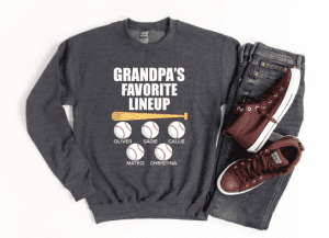 Baseball Grandpa's Favorite Lineup Personalized Sweatshirt