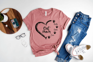 Cat Mom Personalized Shirt With Names